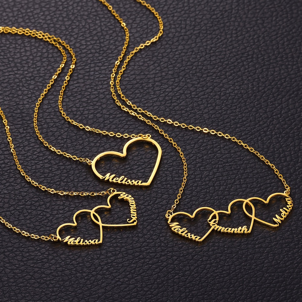 18K Gold Plated Personalized Name Heart Pendant Necklace