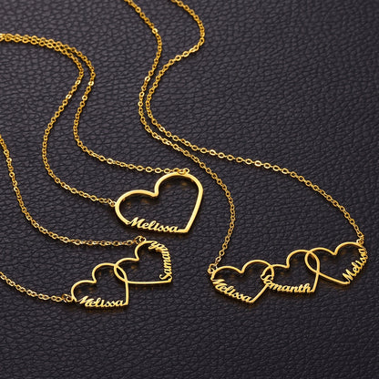 18K Gold Plated Personalized Name Heart Pendant Necklace