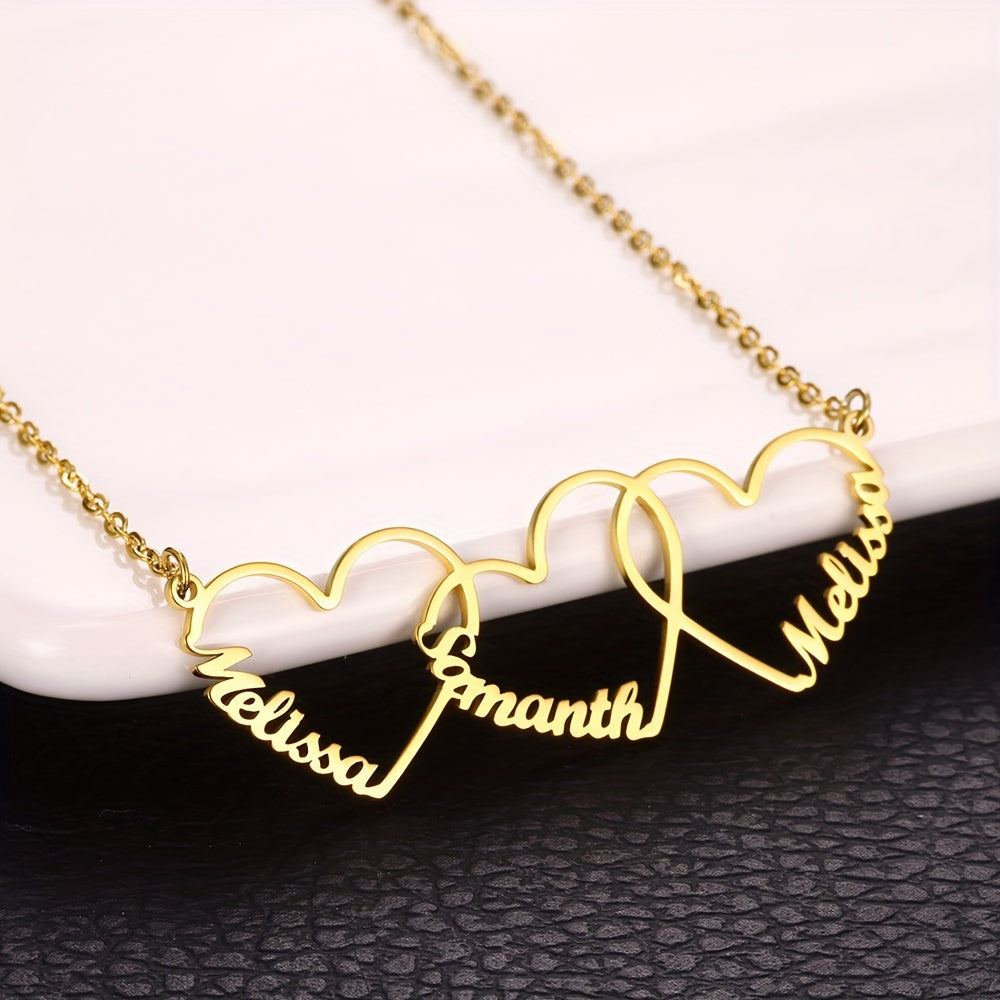 18K Gold Plated Personalized Name Heart Pendant Necklace