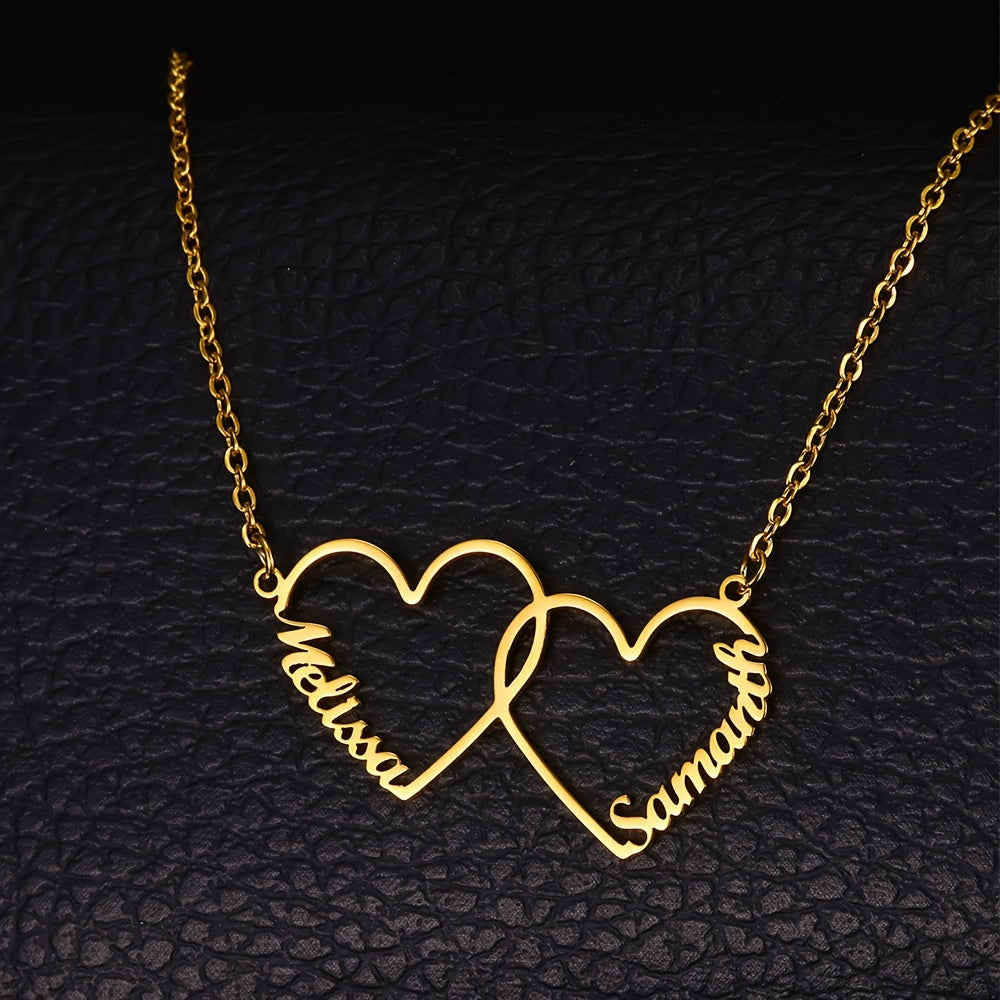 18K Gold Plated Personalized Name Heart Pendant Necklace
