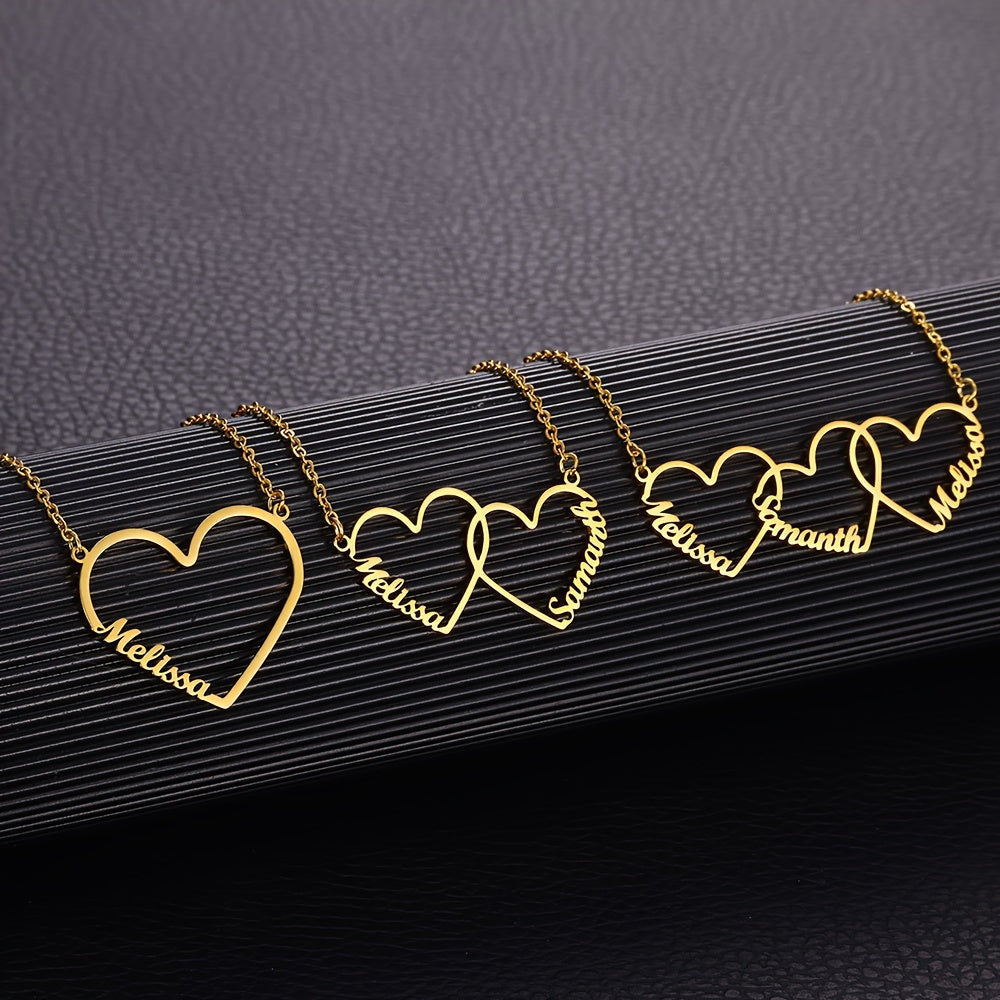 18K Gold Plated Personalized Name Heart Pendant Necklace