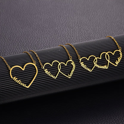 18K Gold Plated Personalized Name Heart Pendant Necklace