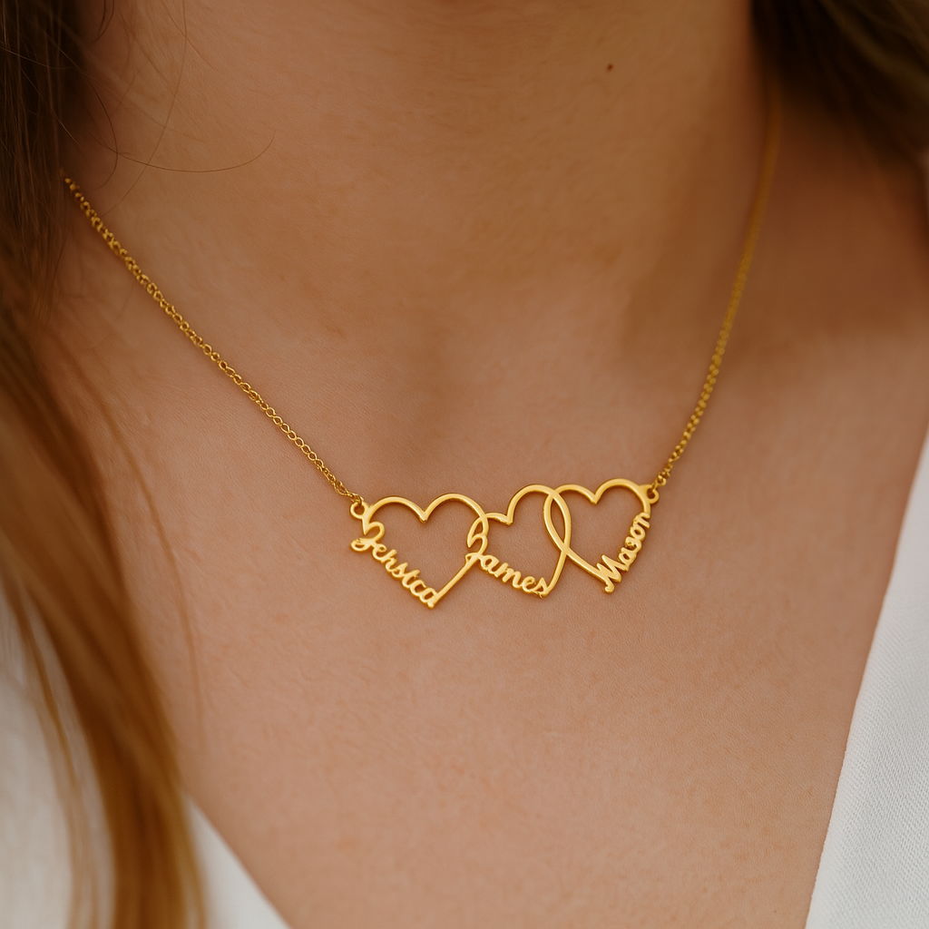 18K Gold Plated Personalized Name Heart Pendant Necklace