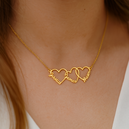18K Gold Plated Personalized Name Heart Pendant Necklace