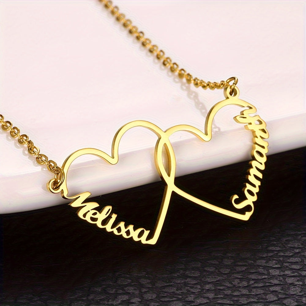 18K Gold Plated Personalized Name Heart Pendant Necklace