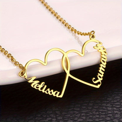 18K Gold Plated Personalized Name Heart Pendant Necklace