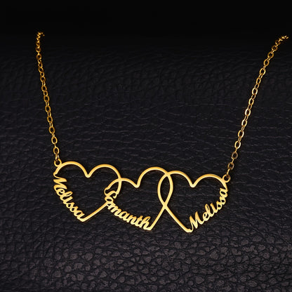18K Gold Plated Personalized Name Heart Pendant Necklace